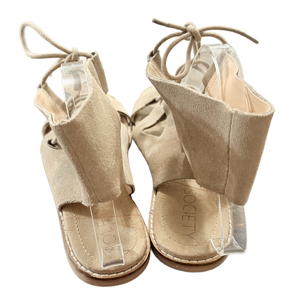 Tan Greek Goddess Neoclassical Hippie Indie Flat Gladiator lace up Sandals 9.5 - Picture 5 of 8